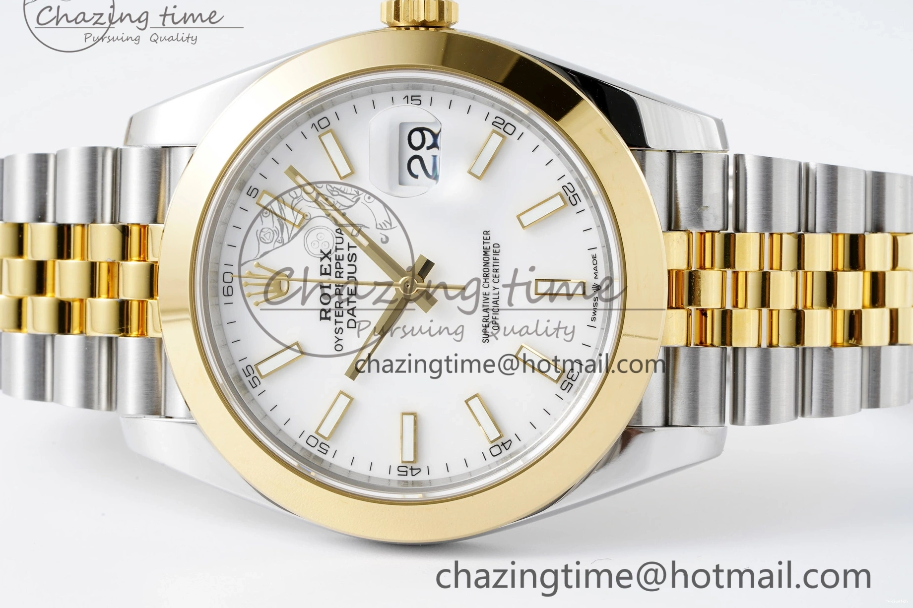 1:1 Polished SS DateJust Bezel 41 Dial Steel Edition on KING Bracelet White Jubilee VR3235 904L Best YG 0306